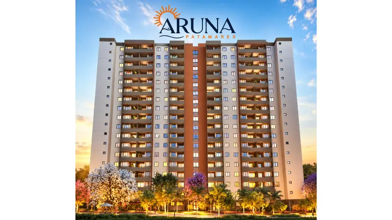 Fachada do Aruna Patamares, empreendimento em Patamares, Salvador